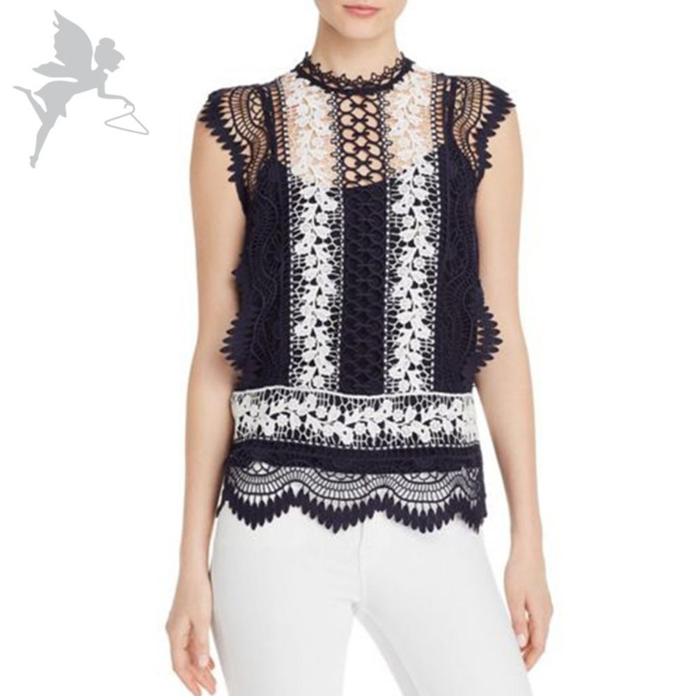 NWT AQUA High Neck Sleeveless Lace Top